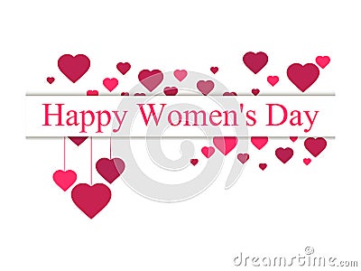 Happy women day, 8 march. Mother`s day. Greeting card with hearts, banner and poster. Typography design. Vector Vector Illustration