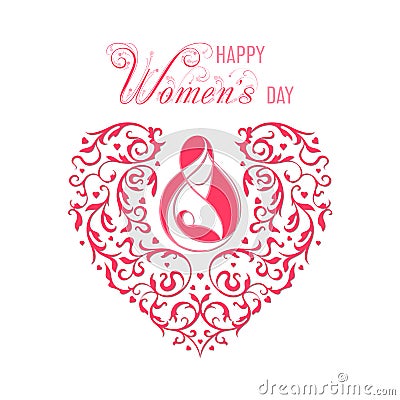 Happy Women day ornamental card Vector Illustration