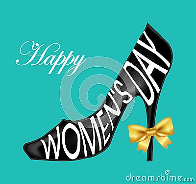 Happy Womens Day card background with ladies shoe Vector Illustration