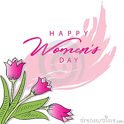 Happy Women`s day concept with tulips flower. Stock Photo