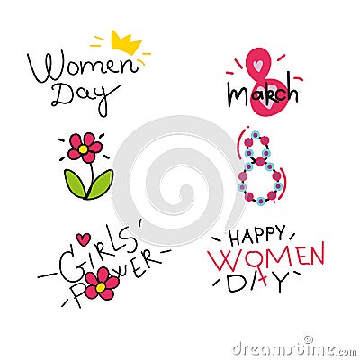 Happy Women;s Day design elements. Vector. Vector Illustration