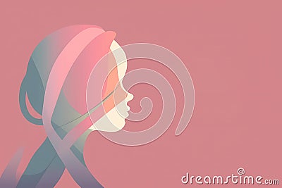 Happy Women's Day greeting card design with silhouette of a young woman. International Women's Day Stock Photo