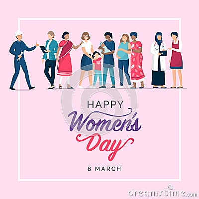 Happy women`s day holiday design Vector Illustration