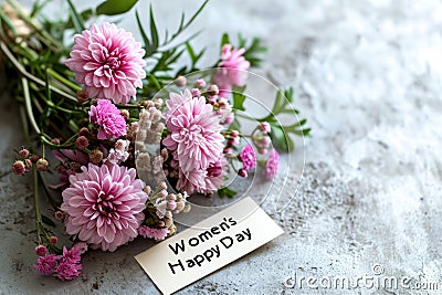 Happy Women's Day with spring flowers background International Womens Day concept March 8 Happy Mother`s Day greeting design Cartoon Illustration