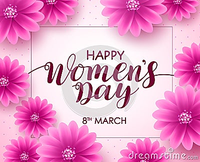 Happy women`s day vector background design with march 8 text Vector Illustration