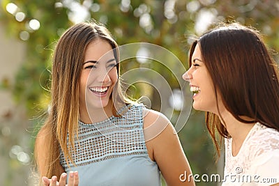 Happy women talking and laughing Stock Photo