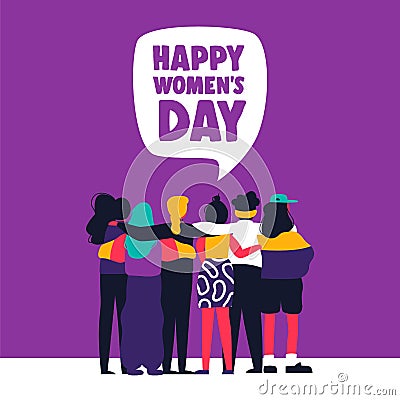 Happy Womens Day card of women friends together Vector Illustration