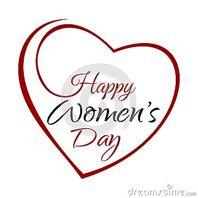 Happy Womens Day. Hand lettering on the background framework of hearts Vector Illustration