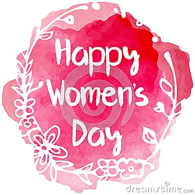 Happy Womens day lettering with floral frame Vector Illustration