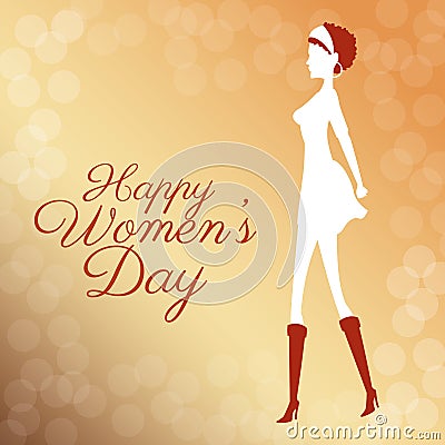 Happy womens day poster elegant girl bubbles background Vector Illustration