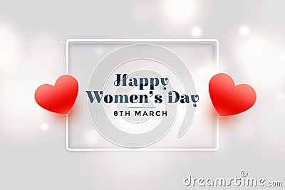 Happy womens day red hearts banner design Vector Illustration