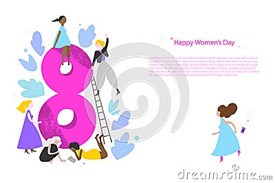 Happy Womens Day vector banner template Vector Illustration