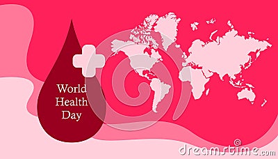 Happy world health day greeting card banner with blood sign Vector Illustration