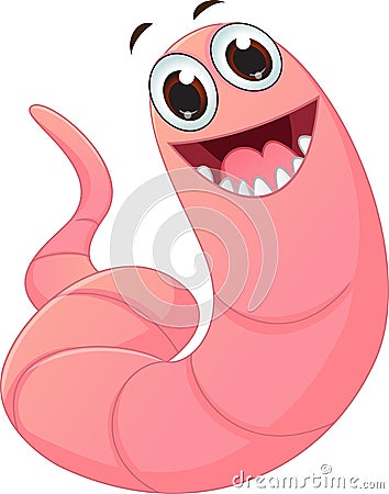 Happy worm cartoon Vector Illustration