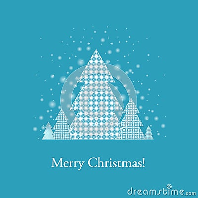 Happy Xmas Postcard With Firtree Vector Illustration