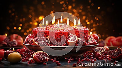 Happy yalda night, winter solstice festival, The birth of the sun or the moon, Copyspace background for text, grapes Stock Photo