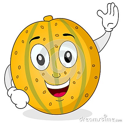 Happy Yellow Melon Cartoon Character Vector Illustration