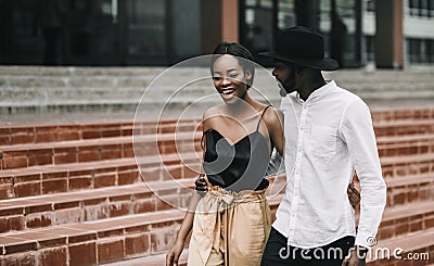 African American love couple. Happy relationship, smiling black Stock Photo