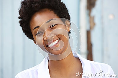 Happy young african woman with beautiful smile Stock Photo