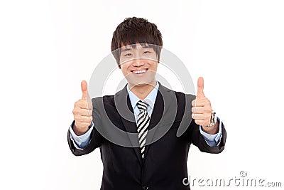 Happy young Asian business man Stock Photo