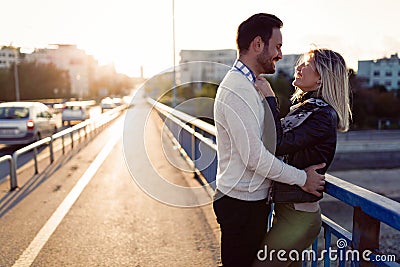 Happy young attractive couple spending time together Stock Photo