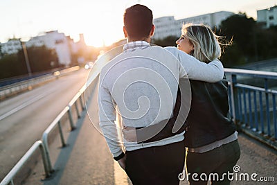Happy young attractive couple spending time together Stock Photo