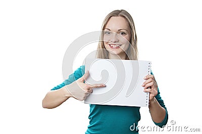 Woman holding blank sign Stock Photo