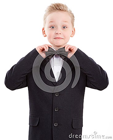 Happy Young Boy Isolated Stock Photo