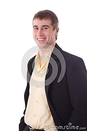 Happy young businessman smiling Stock Photo
