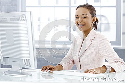 Happy young businesswoman Stock Photo