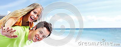 Happy young couple on the beach. Stock Photo