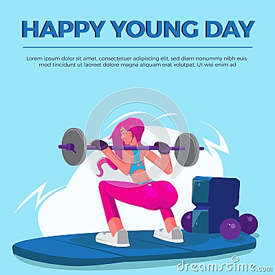 Happy Young Day women gym Stock Photo