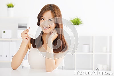 Happy young drinking coffee Stock Photo