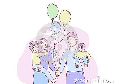 Happy young family Vector Illustration