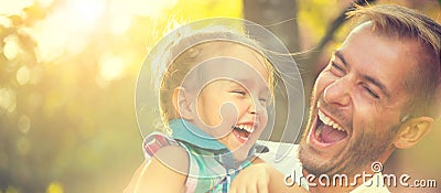 Happy young father with his little daughter Stock Photo