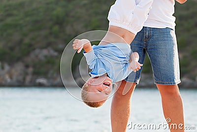 Happy young father with little son outdoors Stock Photo