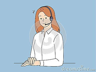 Happy woman operator in headset Vector Illustration