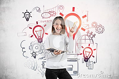 Happy young girl and her creative business idea Stock Photo