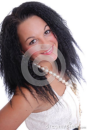 Happy young girl looking back Stock Photo