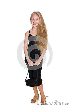 Happy young girl with a purse Stock Photo