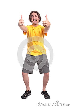 Happy young man with thumbs up Stock Photo