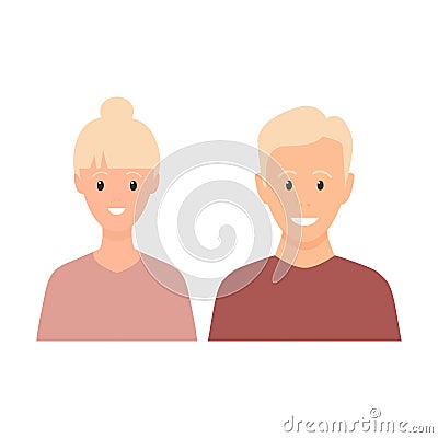 Happy young man and woman standing together. Lovely mature couple. Vector Illustration