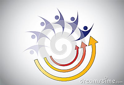 Happy Young person man woman energy recovery abstr Vector Illustration