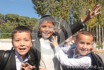 Happy young school boys Editorial Stock Photo