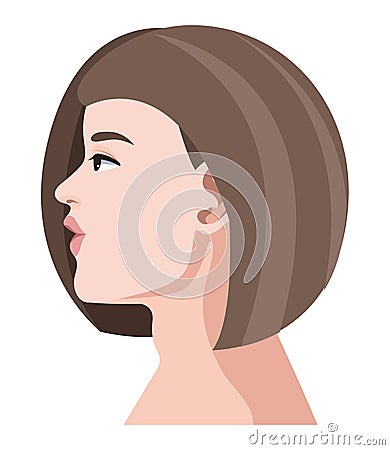 happy young woman profile Vector Illustration