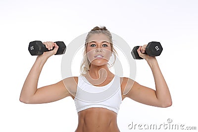 Happy Young Woman Working Out and Doing Fitness Activities Stock Photo