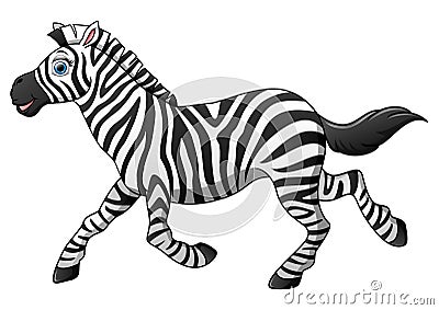 Happy zebra cartoon running Vector Illustration