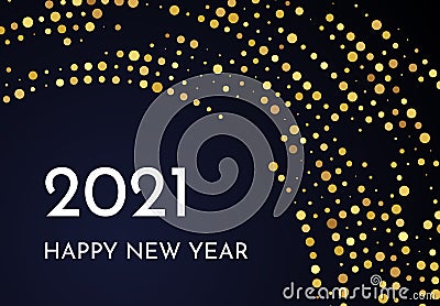 2021 Happy New Year of gold glitter pattern in circle form Vector Illustration