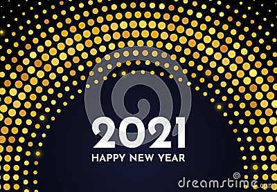 2021 Happy New Year of gold glitter pattern in circle form Vector Illustration