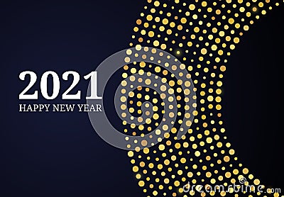 2021 Happy New Year of gold glitter pattern in circle form Vector Illustration